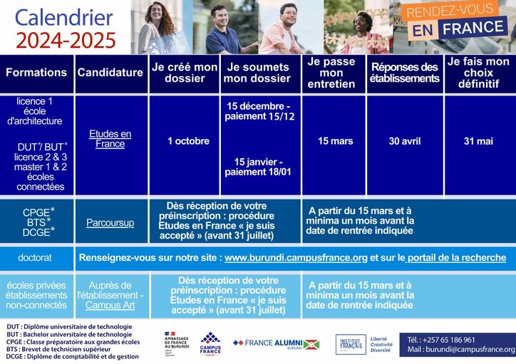 Calendrier 2024-2025